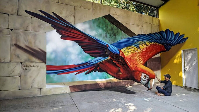 Des animaux géants en pleine rue ! Un artiste peint d'incroyables illusions d'optique