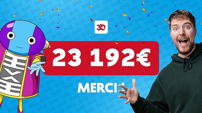 Défi de Mr Beast remporté par Arkunir : 23 192 € reversés à la Fondation 30 Millions d’Amis
